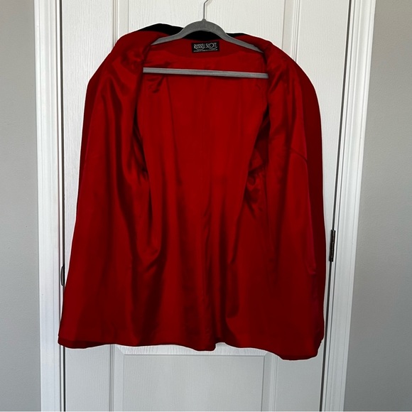 Vintage Russell Scott Women’s 80’s Wool Coat Red Black Single Breasted XL - Picture 9 of 13